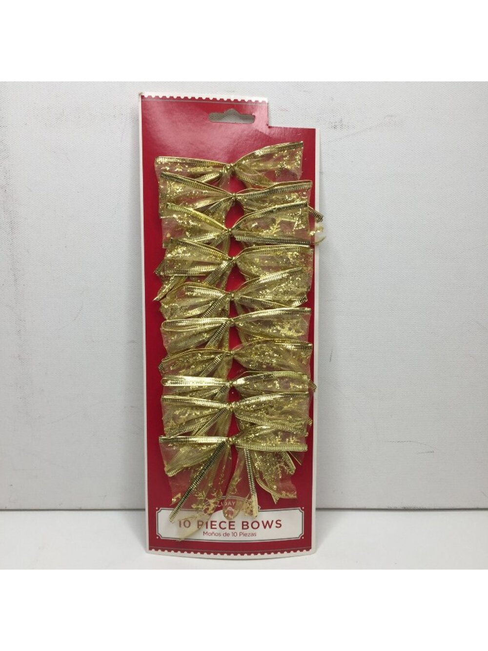 10 Gold Stripe Wire Edge Christmas Gift Bows Indoor Outdoor Wreath Package